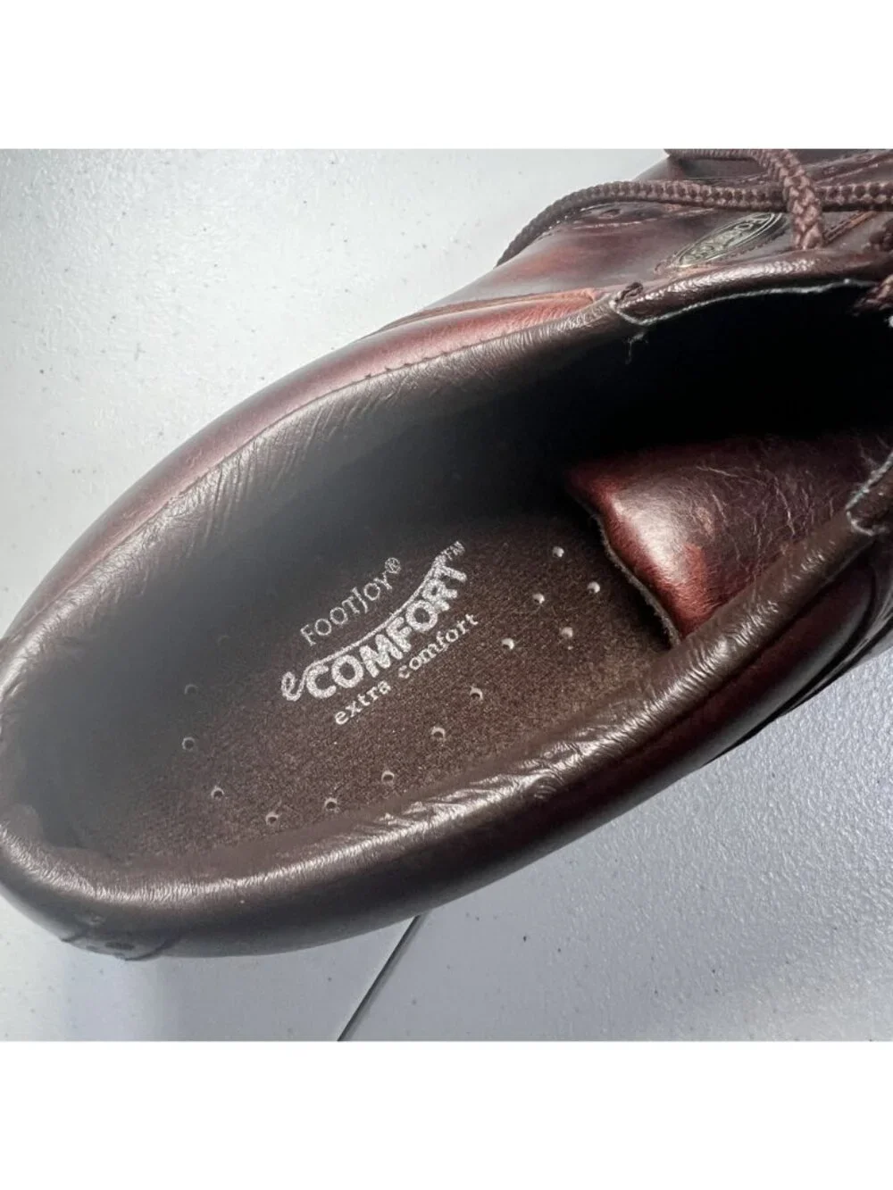 FootJoy Mens Brown Leather Spiked Golf Shoes Size 10.5 Wide Extra Comfort NWOT